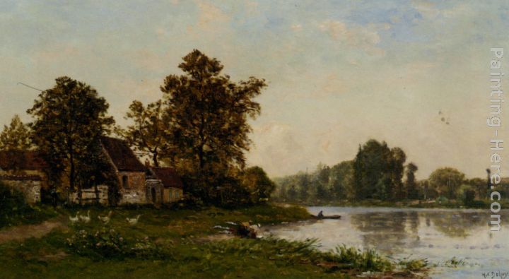 Washerwomen by the River painting - Hippolyte Camille Delpy Washerwomen by the River art painting
